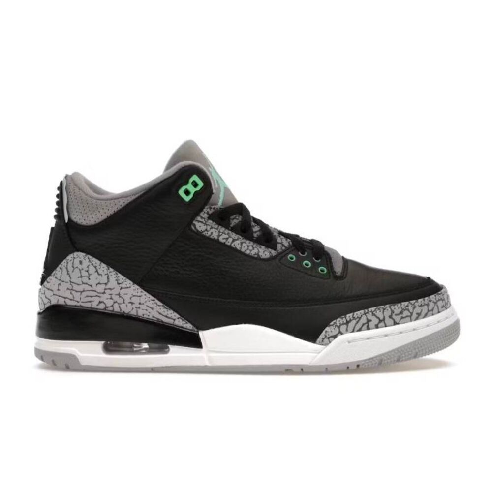 NIKE Air Jordan 3 Retro 'Green Glow' Sneakers Size 8